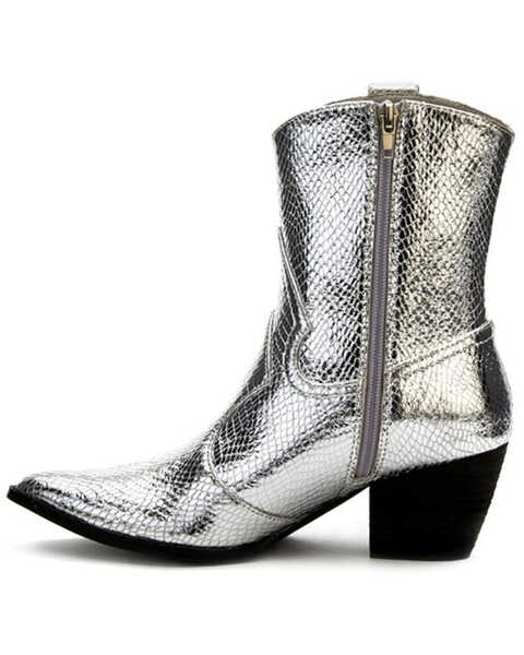 Image #3 - Matisse Women's Bambi Western Booties - Pointed Toe, Silver, hi-res