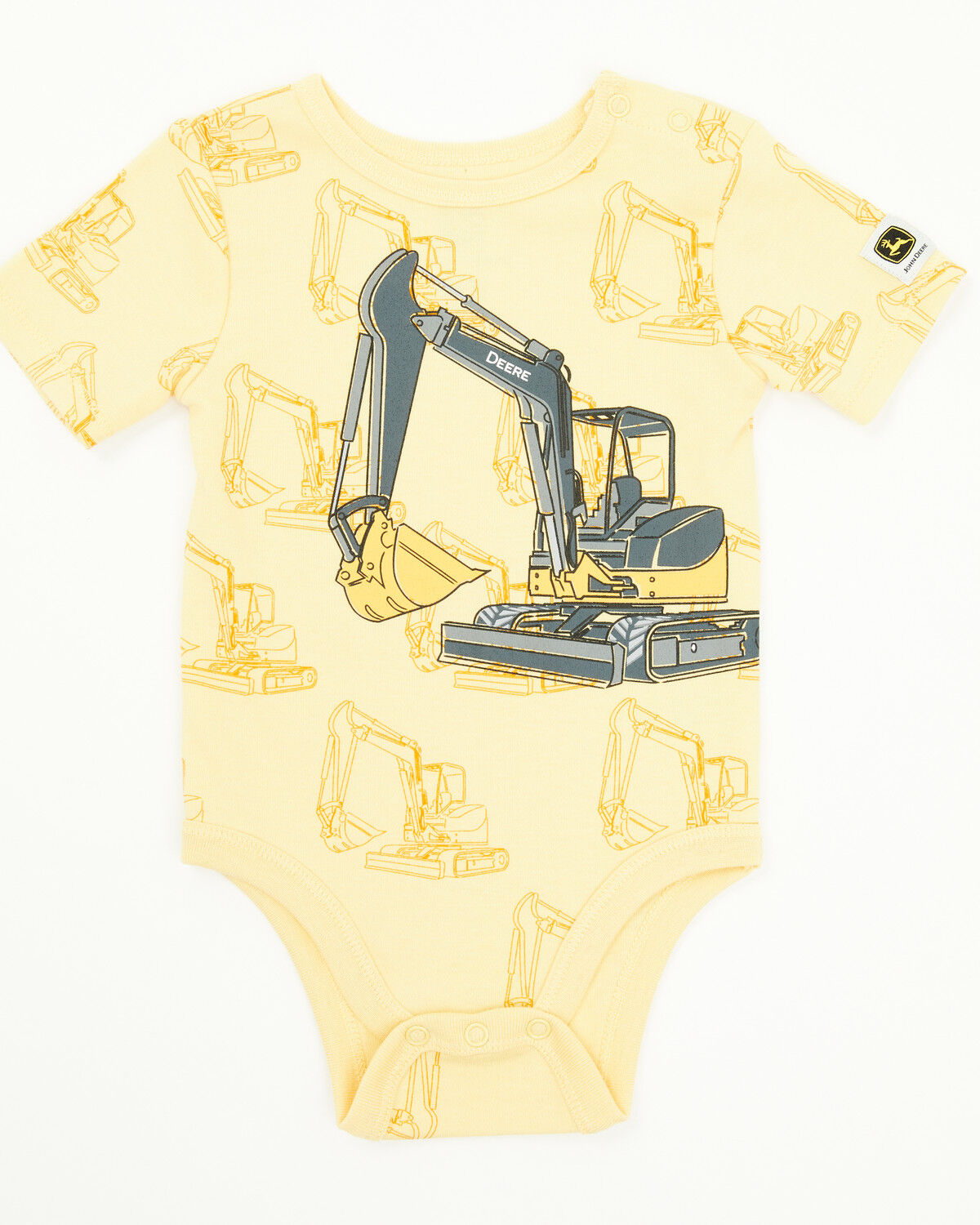 Image #1 - John Deere Infant Boys' Double Duty Digger Short Sleeve Onesie, Yellow, hi-res
