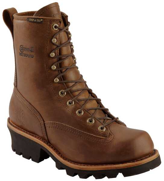 Image #1 - Chippewa Waterproof 8" Logger Boots - Plain Toe, Bay Apache, hi-res