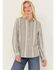 Image #1 - North River Women's Stripe Print Long Sleeve Button Down Flannel Shirt, Ivory, hi-res