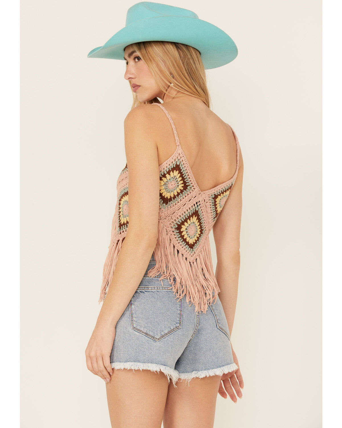 Image #4 - Rock & Roll Denim Women's Crochet Fringe Tank, Pink, hi-res