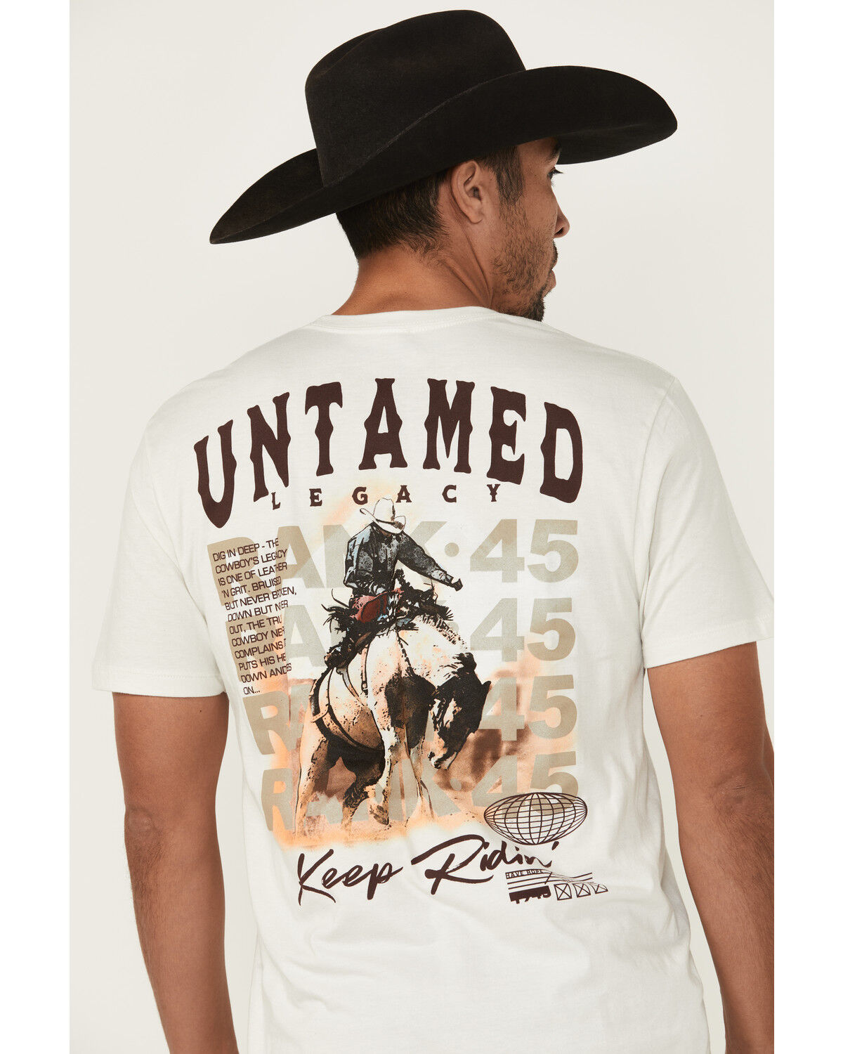 Image #4 - RANK 45® Men's Untamed Cowboy Short Sleeve Graphic T-Shirt, Natural, hi-res