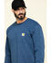 Carhartt Men's Loose Fit Heavyweight Long Sleeve Logo Pocket Work T-Shirt - Big & Tall, Heather Blue, hi-res