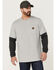 Image #1 - Hawx Men's Layered Pocket Light Gray Long Sleeve Work T-Shirt, Light Grey, hi-res