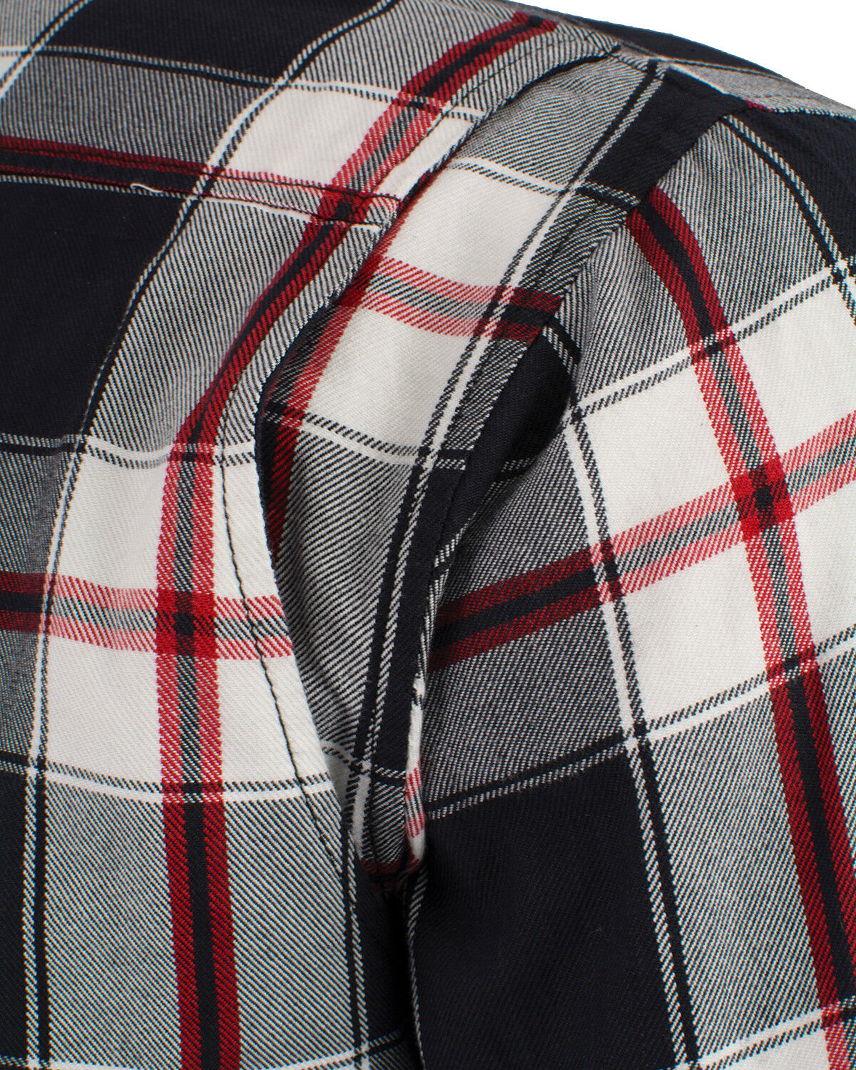 Image #5 - Milwaukee Performance Men's Black/White/Red Aramid Flannel Biker Jacket, Black/red, hi-res