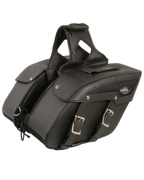 Milwaukee Leather Medium Zip-Off PVC Slanted Throw Over Saddle Bag, Black, hi-res