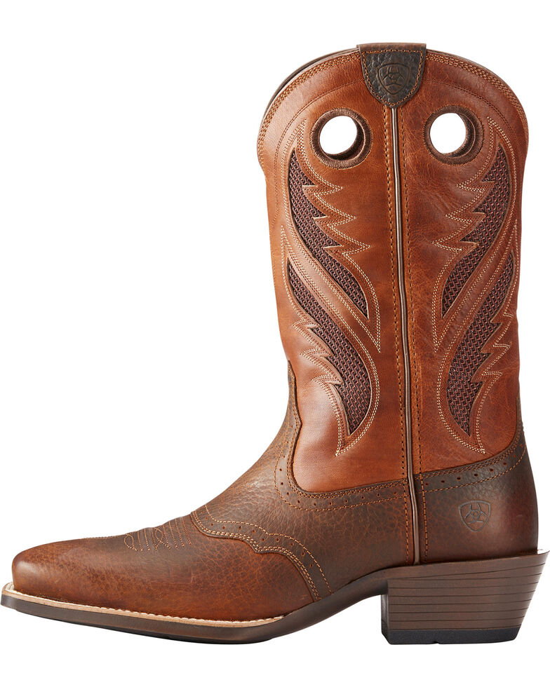 Ariat Men's VentTEK Roughstock Cowboy Boots - Square Toe, Brown, hi-res