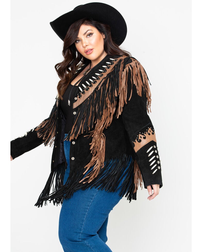 Liberty Wear Black Fringe Leather Jacket Plus Sheplers