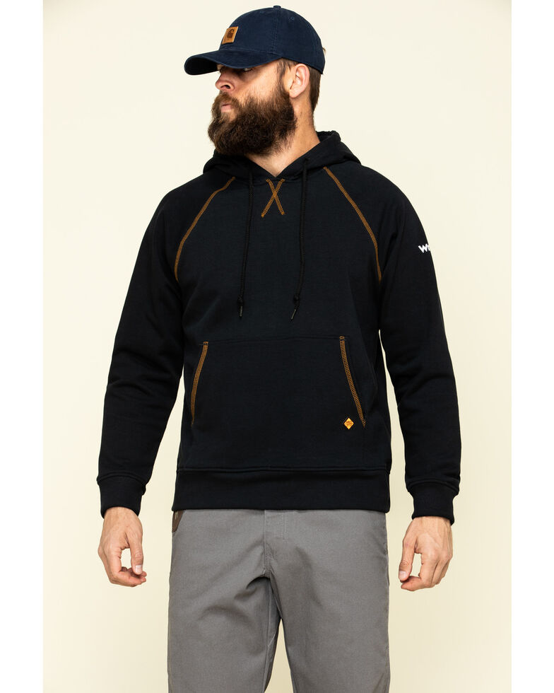 Wrangler 20X Men's Flame Resistant Hooded Work Sweatshirt , Black, hi-res
