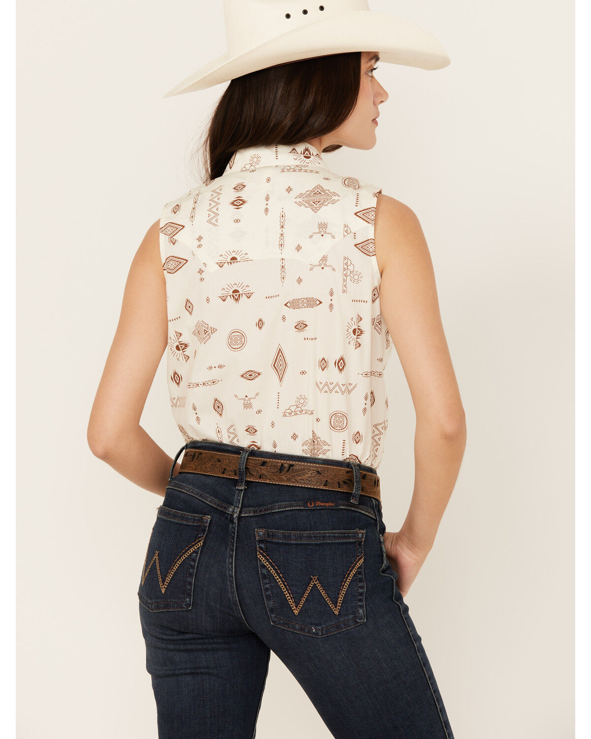 Image #4 - Shyanne Women's Desert Print Sleeveless Snap Western Shirt, Cream, hi-res