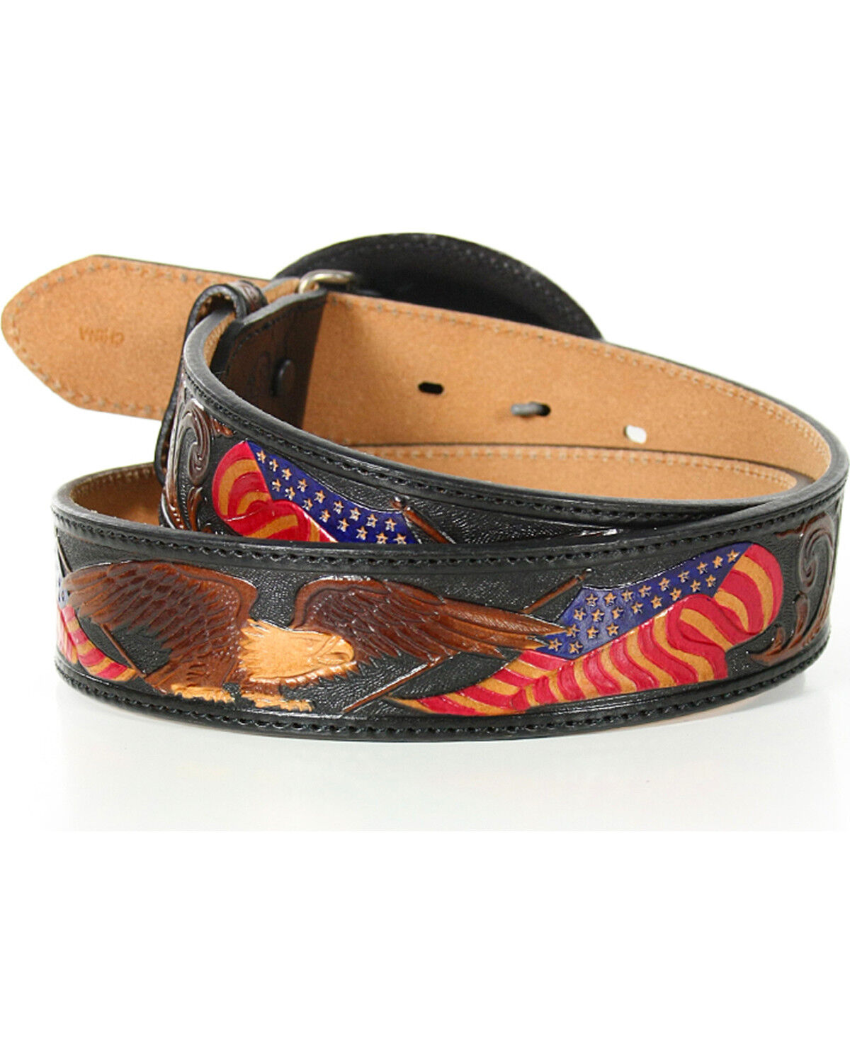 Image #3 - Tony Lama Men's American Heritage Eagle Belt, Brown, hi-res