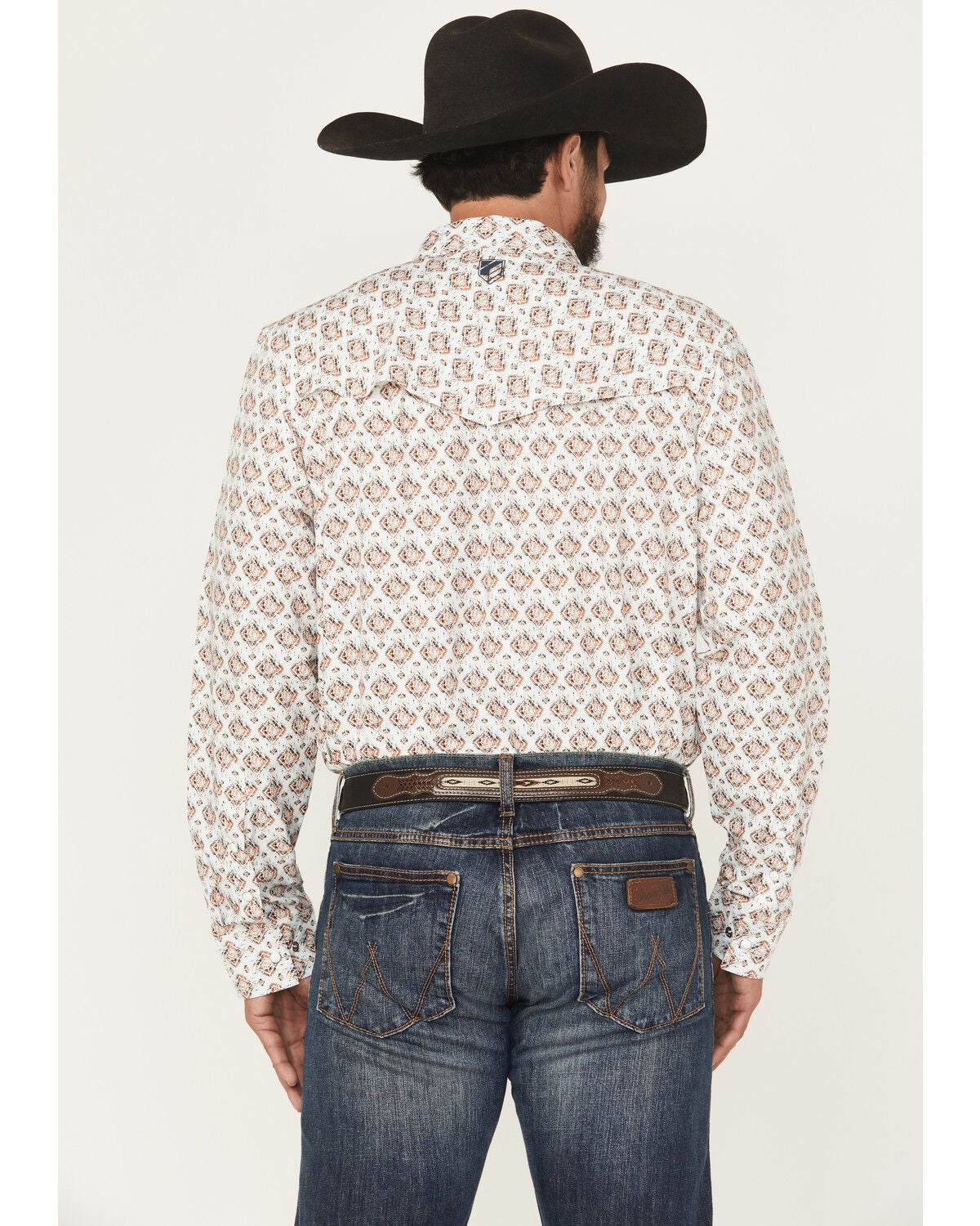 Image #4 - RANK 45&reg; Men's Romans Medallion Print Long Sleeve Snap Performance Western Shirt, White, hi-res
