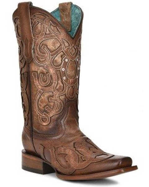 Image #1 - Corral Women's Horseshoe Western Boots - Square Toe, Brown, hi-res