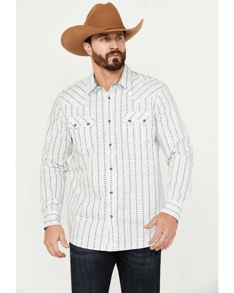 Image #1 - Moonshine Spirit Men's Elderflower Striped Long Sleeve Western Snap Shirt, White, hi-res