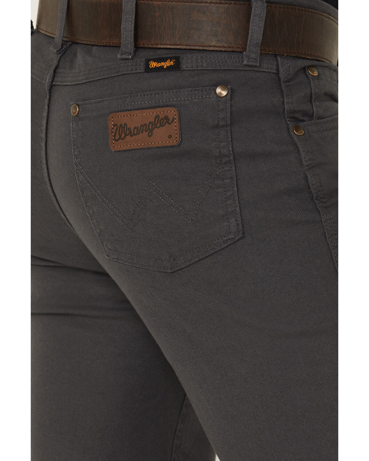 Image #4 - Wrangler Men's Tough Comfort Slim Straight Cowboy Cut Stretch Denim Jeans, Dark Grey, hi-res
