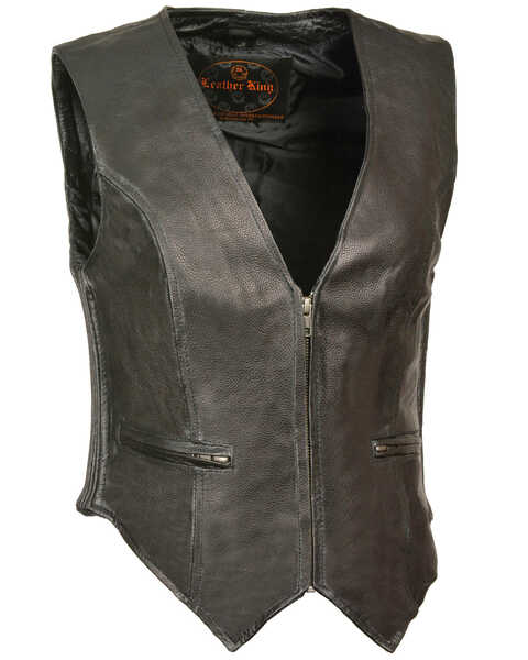 Milwaukee Leather Women's Zipper Front Side Stretch Vest - 4X, Black, hi-res