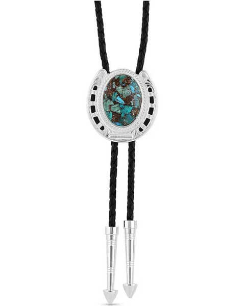 Montana Silversmiths The Pioneer's Turquoise Bolo Tie, Silver, hi-res