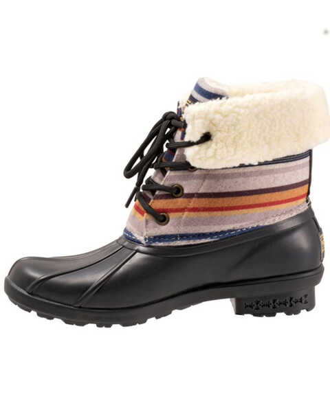 Image #3 - Pendleton Women's Bridger Stripe Duck Rain Boots - Round Toe, Black, hi-res
