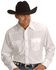 Image #1 - Wrangler Men's White Solid Dobby Long Sleeve Pearl Snap Western Shirt - Big & Tall , White, hi-res