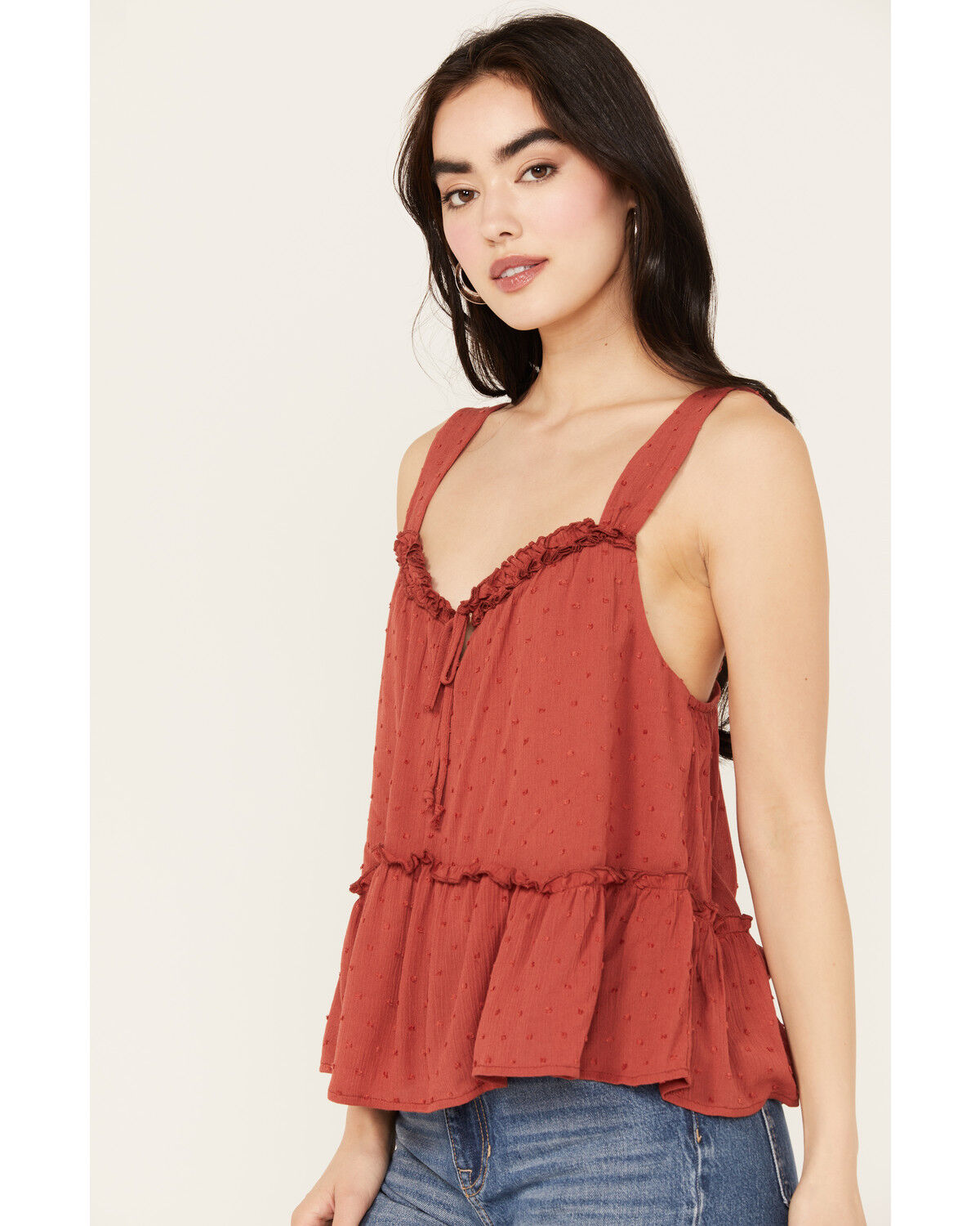 Image #2 - Trixxi Women's Swiss Dot Tank, Rust Copper, hi-res