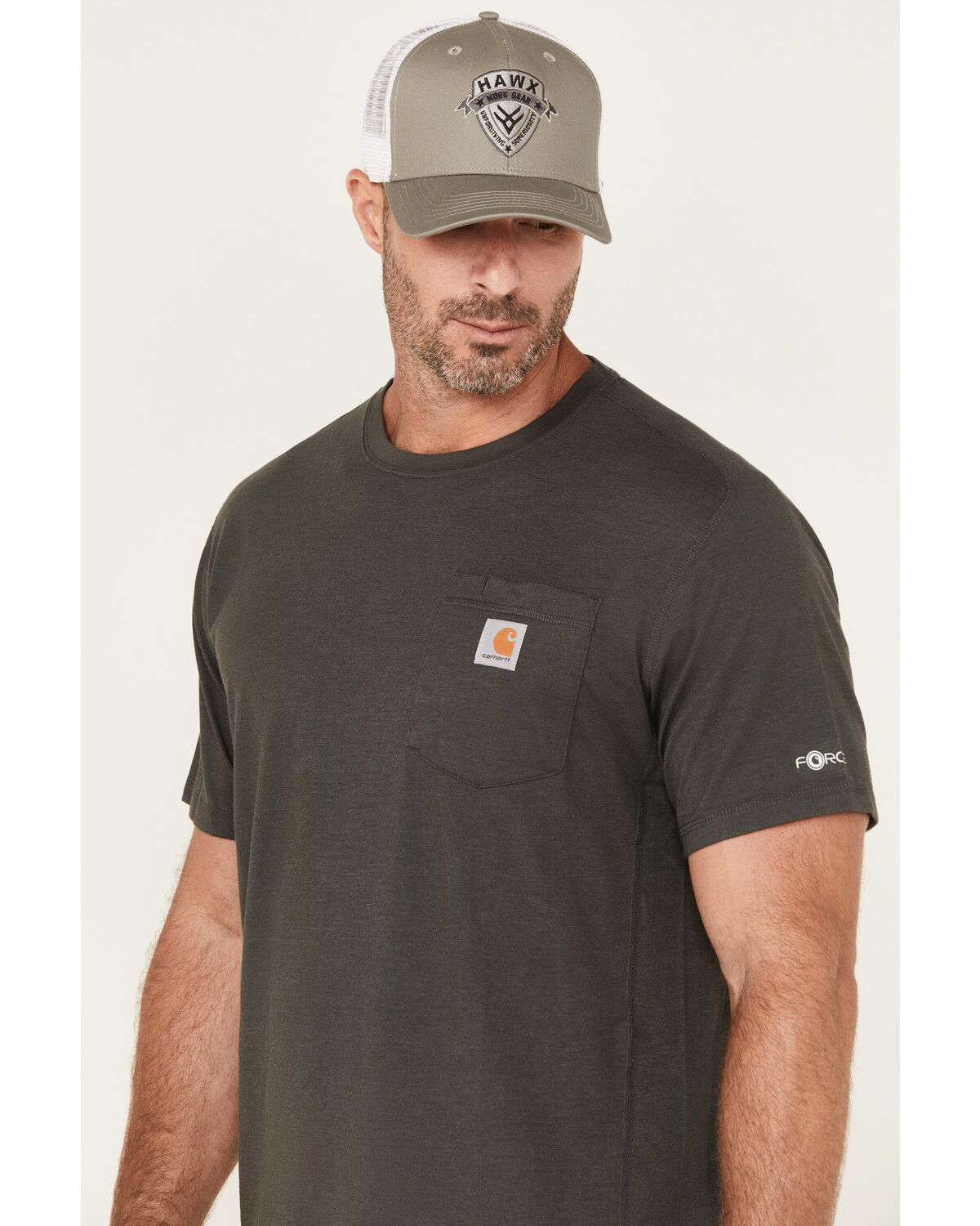 Image #2 - Carhartt Men's Force Relaxed Midweight Logo Pocket Work T-Shirt, Grey, hi-res