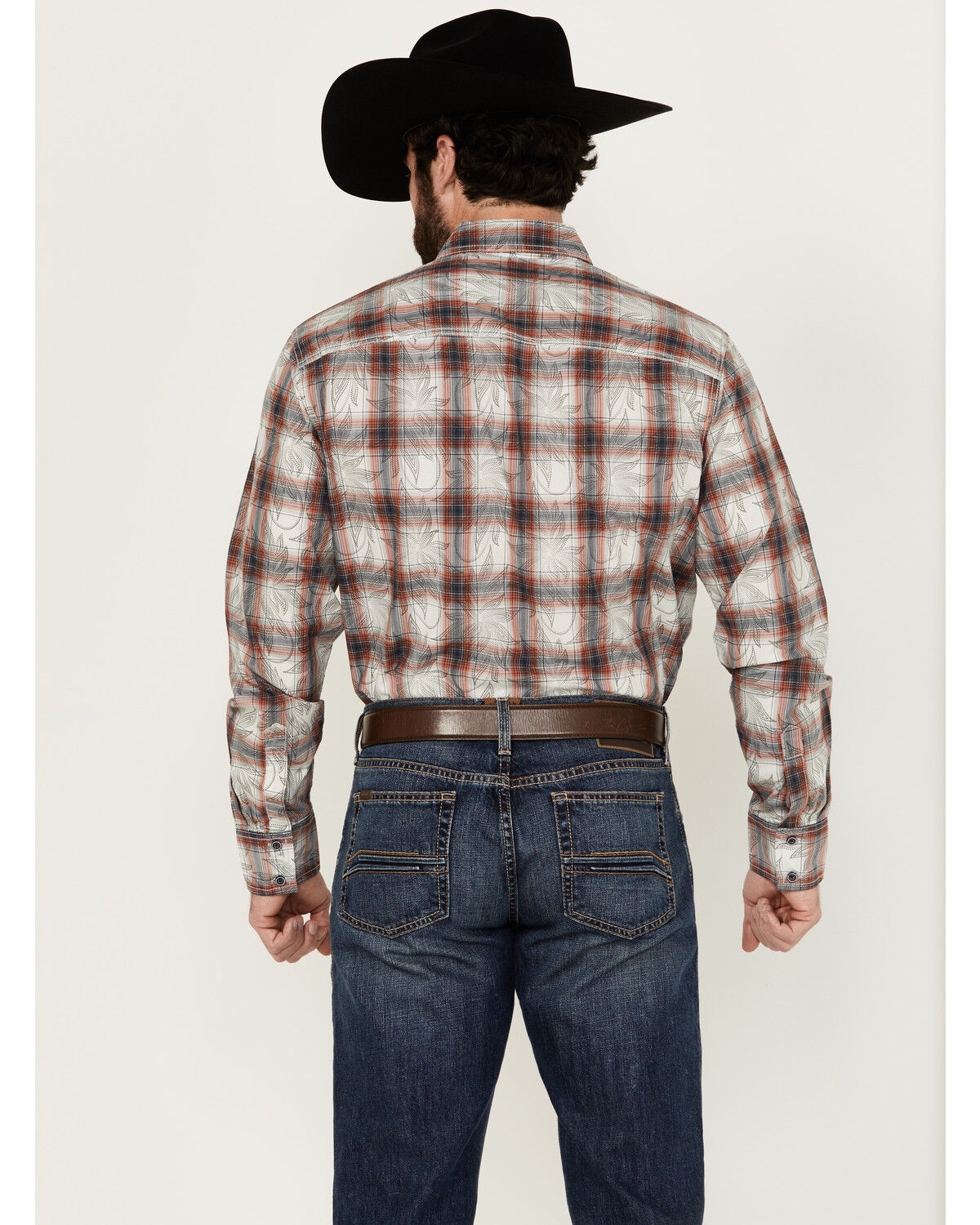 Image #4 - Wrangler Retro Men's Plaid Leaf Print Long Sleeve Button-Down Western Shirt, Multi, hi-res