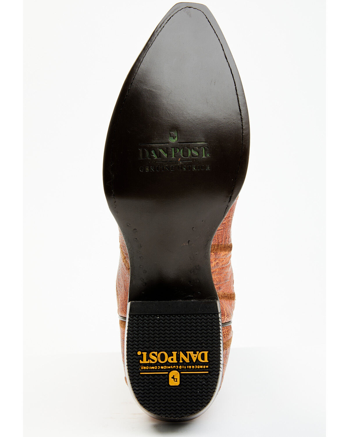 Image #7 - Dan Post Men's Exotic Ostrich Leg Western Boots - Snip Toe, Cognac, hi-res
