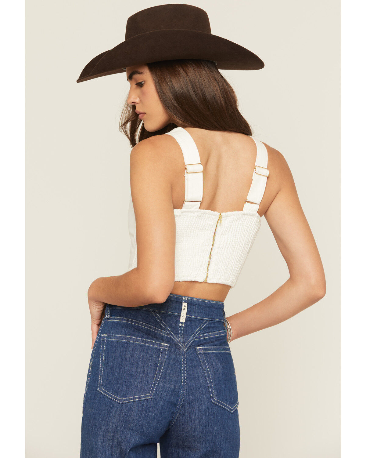 Image #4 - Show Me Your Mumu Women's Crossroads Corset Sleeveless Denim Top, White, hi-res