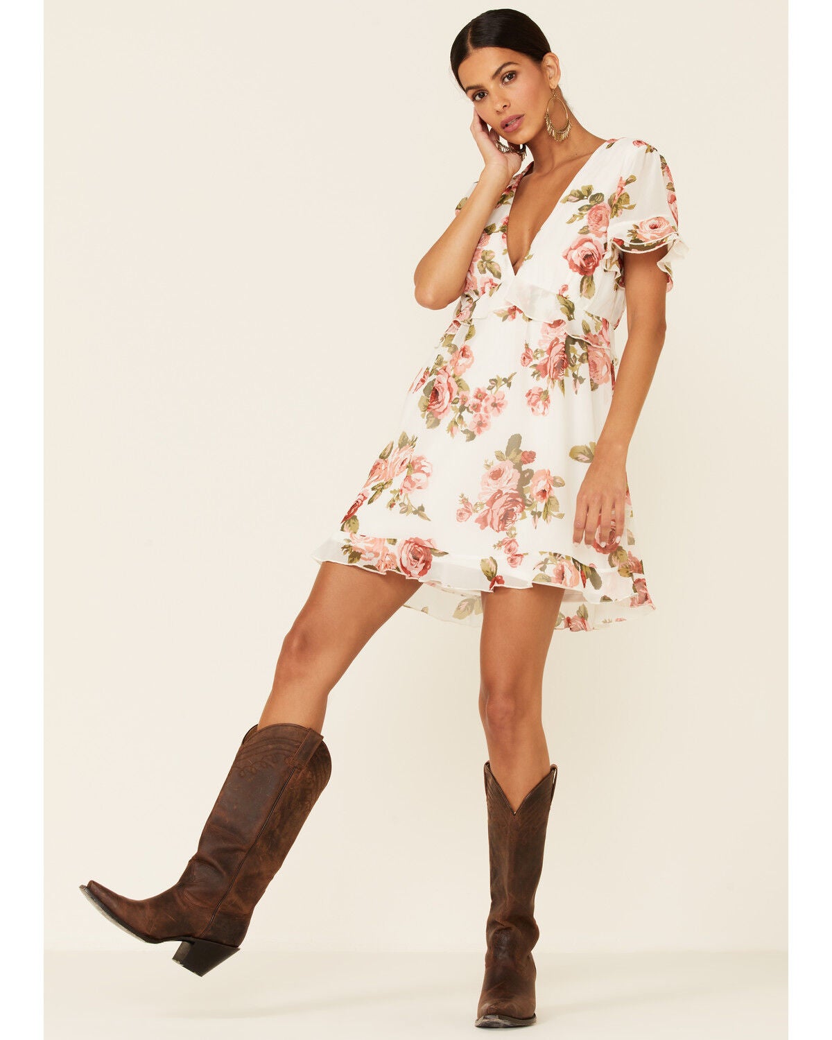 Image #2 - Show Me Your Mumu Women's Rose Print Virginia Dress, White, hi-res