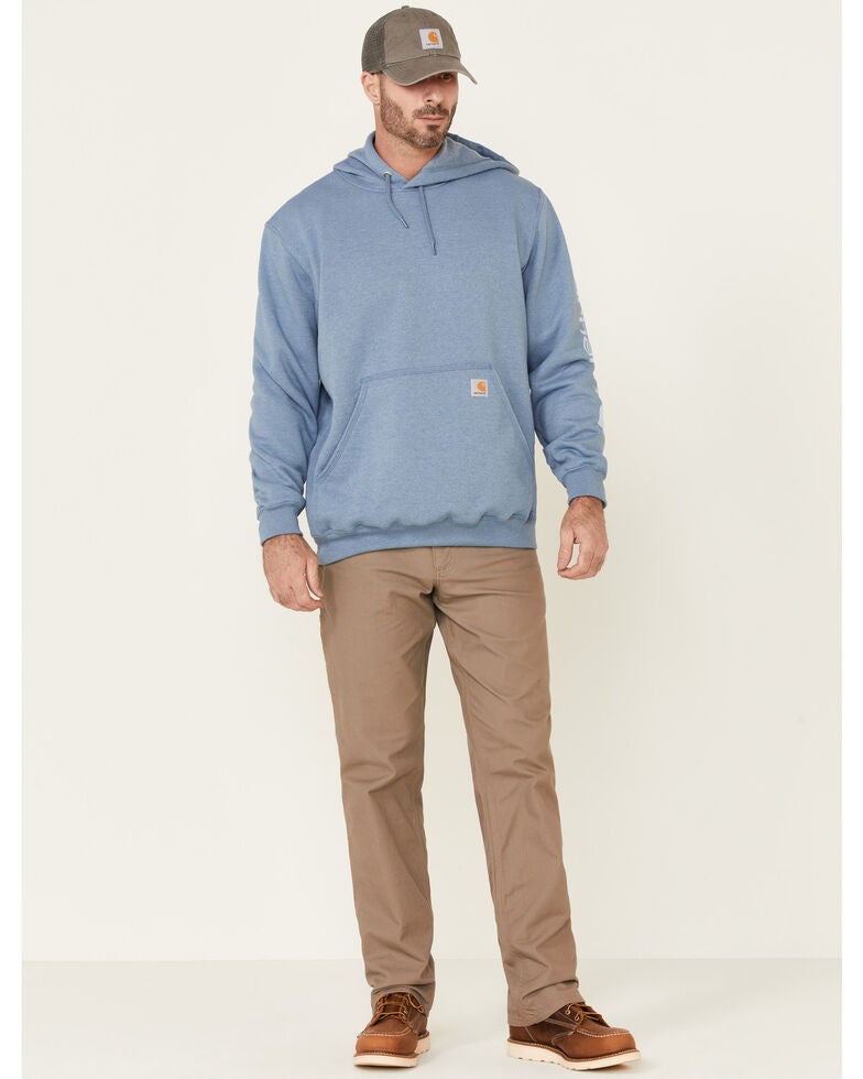 Carhartt Men's Light Blue Signature Sleeve Logo Hooded Work Sweatshirt | Sheplers