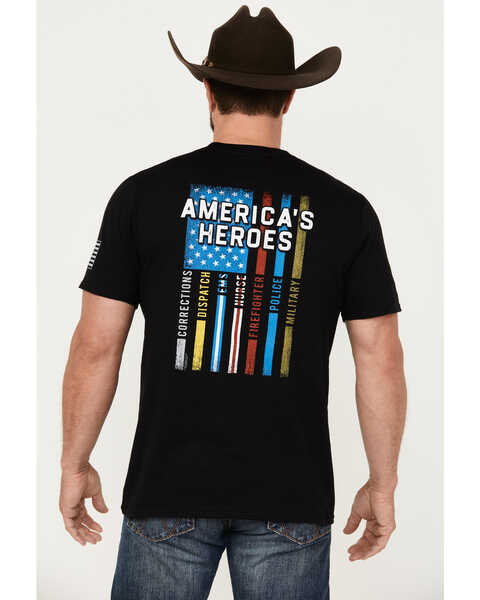 Image #1 - Buck Wear Men's America's Heroes Short Sleeve Graphic T-Shirt, Black, hi-res