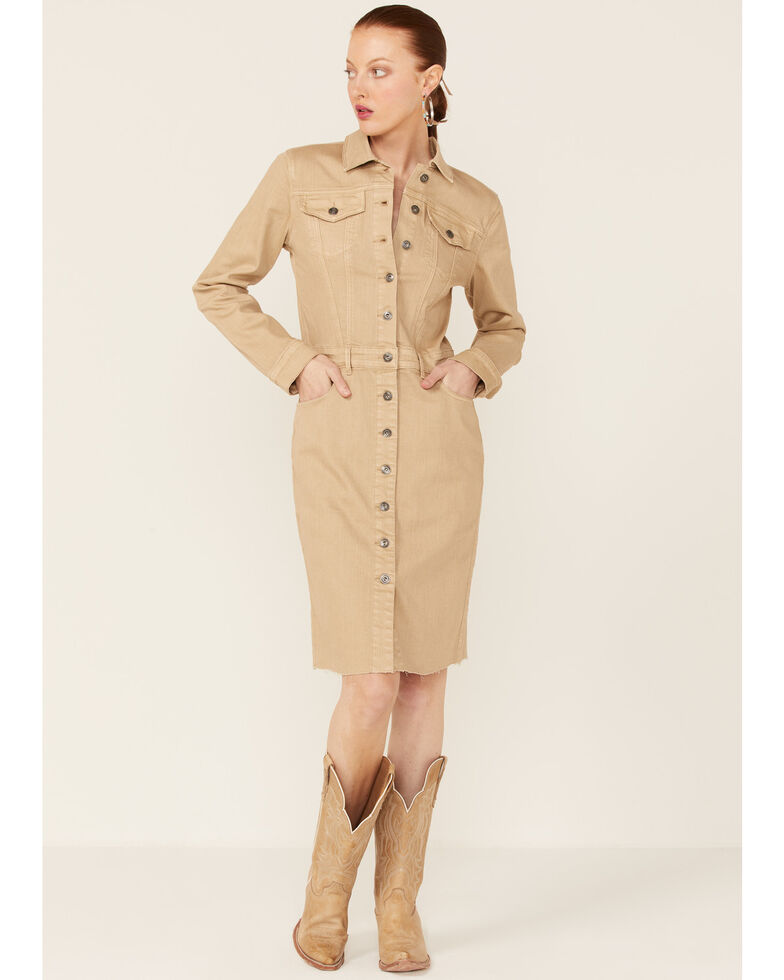 Stetson Women's Khaki Denim Skirt Dress, Tan, hi-res