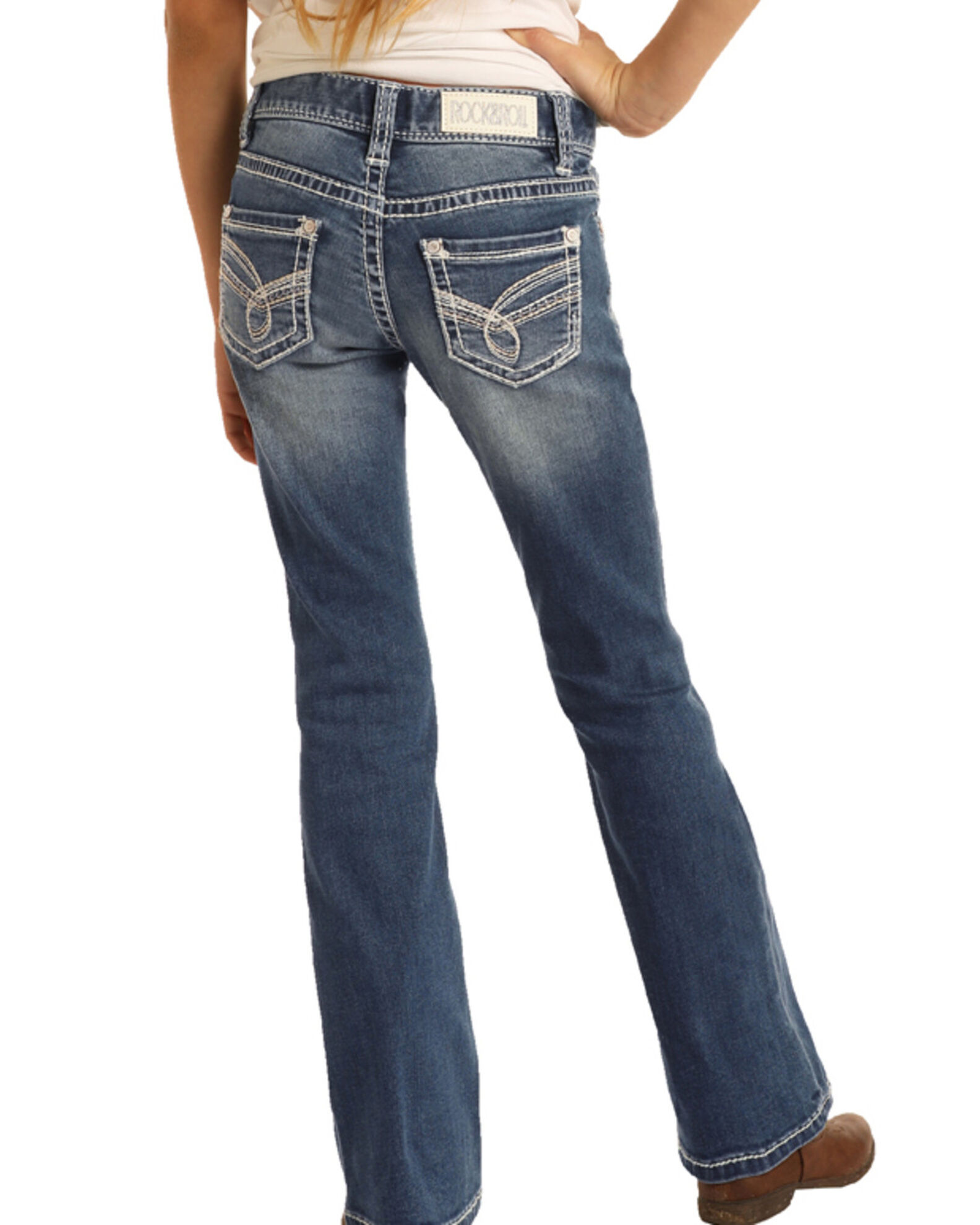 Rock Roll Denim Girls Medium Vintage Scroll Bootcut Jeans Sheplers