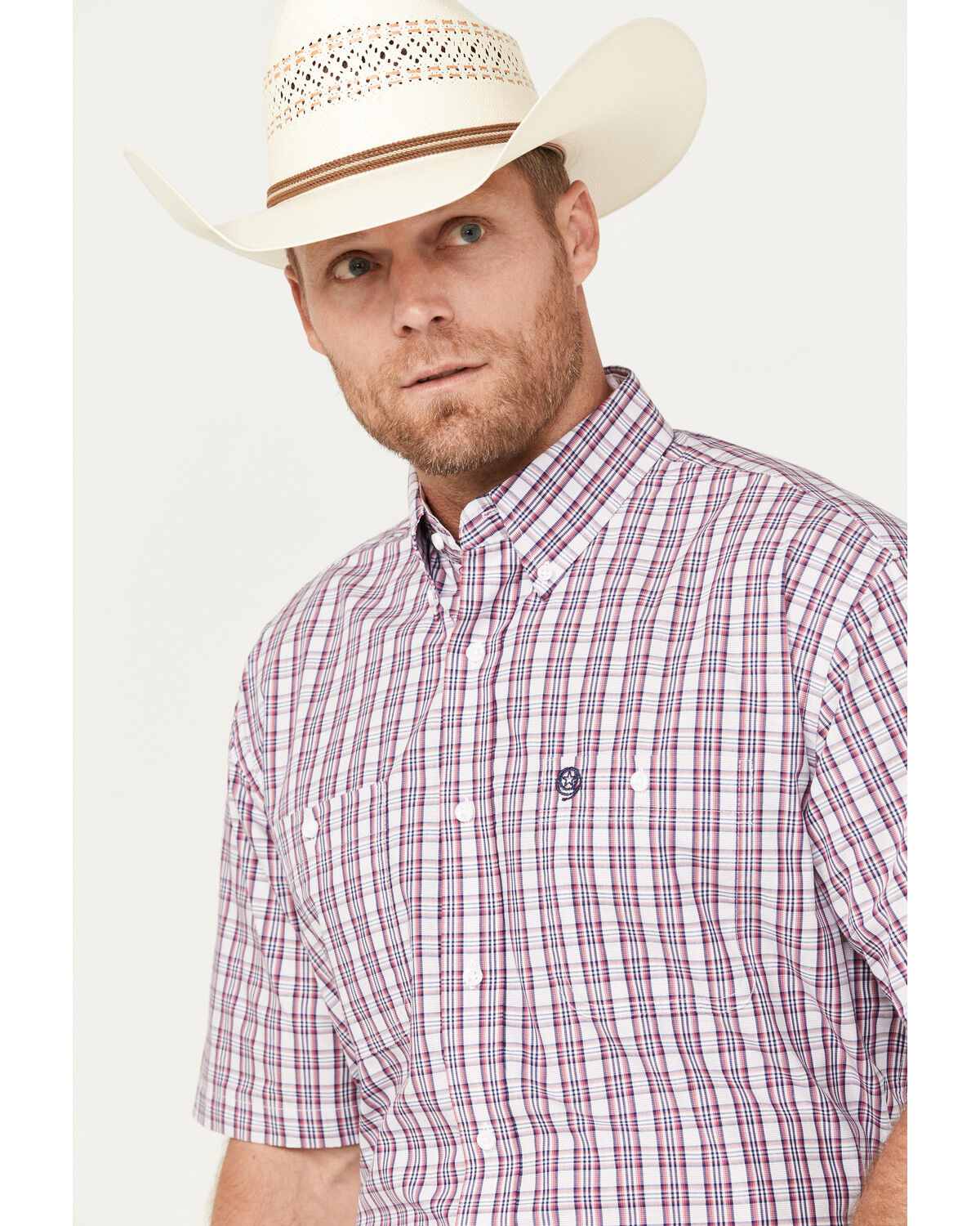 Image #2 - George Strait by Wrangler Men's Plaid Print Short Sleeve Button Down Western Shirt, , hi-res