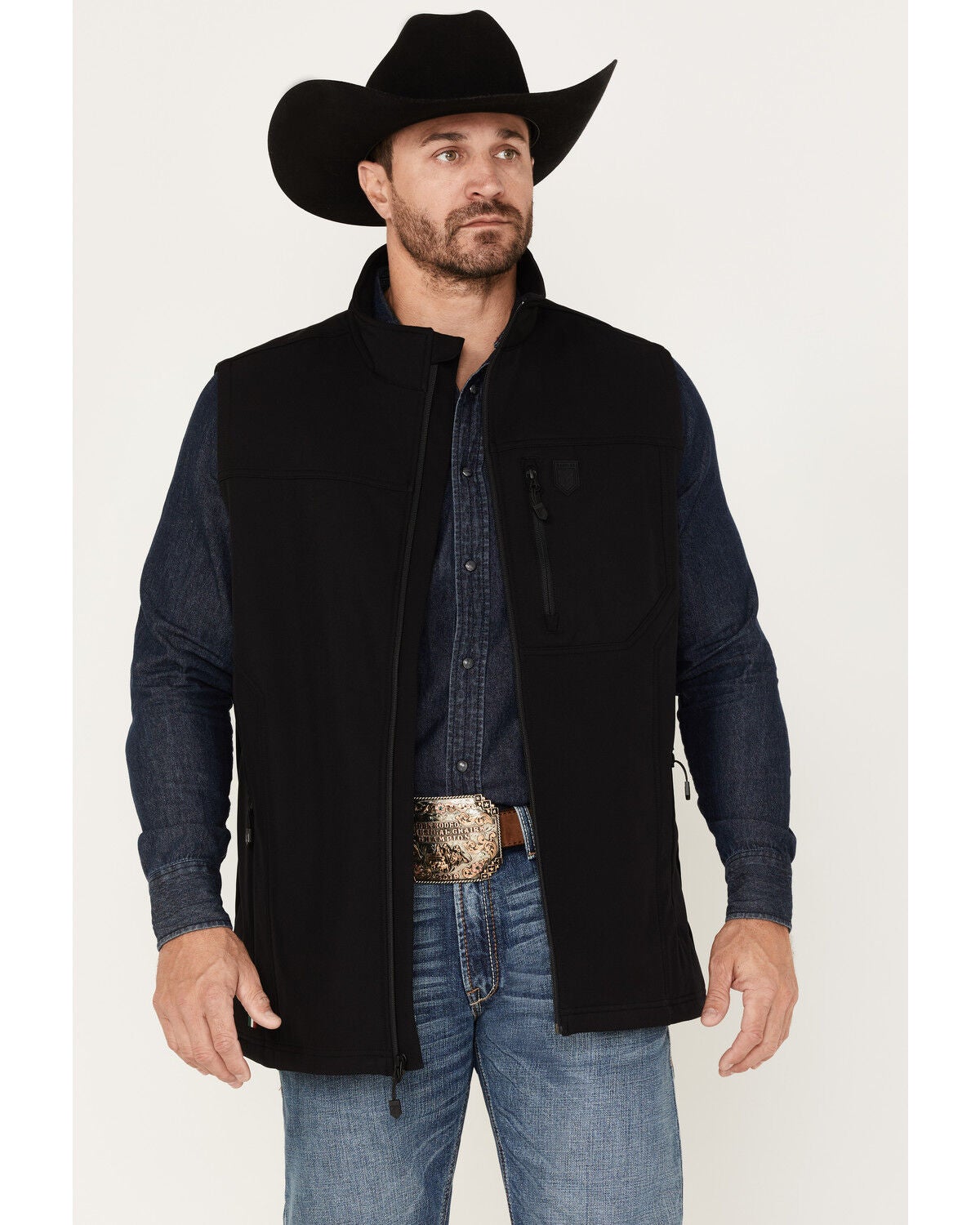 RANK 45&reg; Men's Mexico Chute Gate Softshell Vest, Black, hi-res
