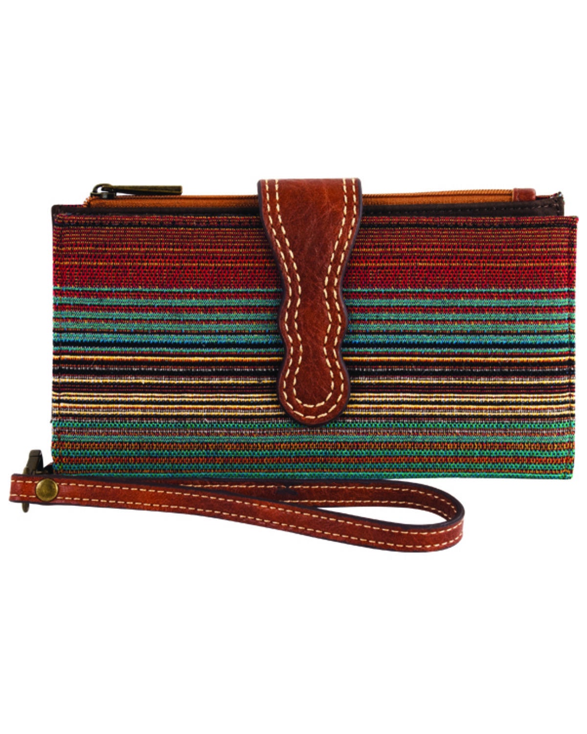 Catchfly Women's Striped Wristlet Wallet, Brown, hi-res