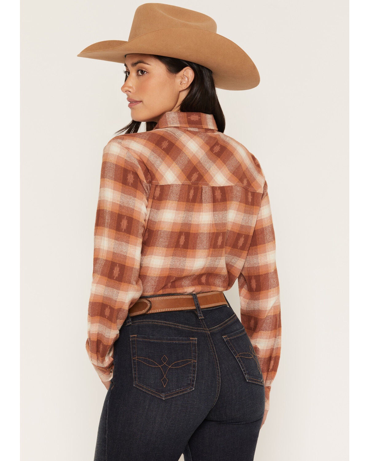 Image #4 - Shyanne Women's Vistas Plaid Print Long Sleeve Button-Down Flannel Shirt, Bark, hi-res