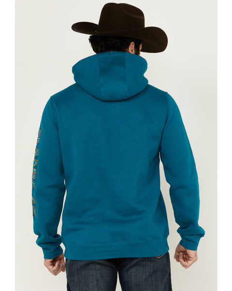 Image #4 - RANK 45® Men's Brundi Logo Hooded Sweatshirt , Teal, hi-res