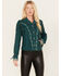 Shyanne Women's Suede Fringe Jacket, Deep Teal, hi-res