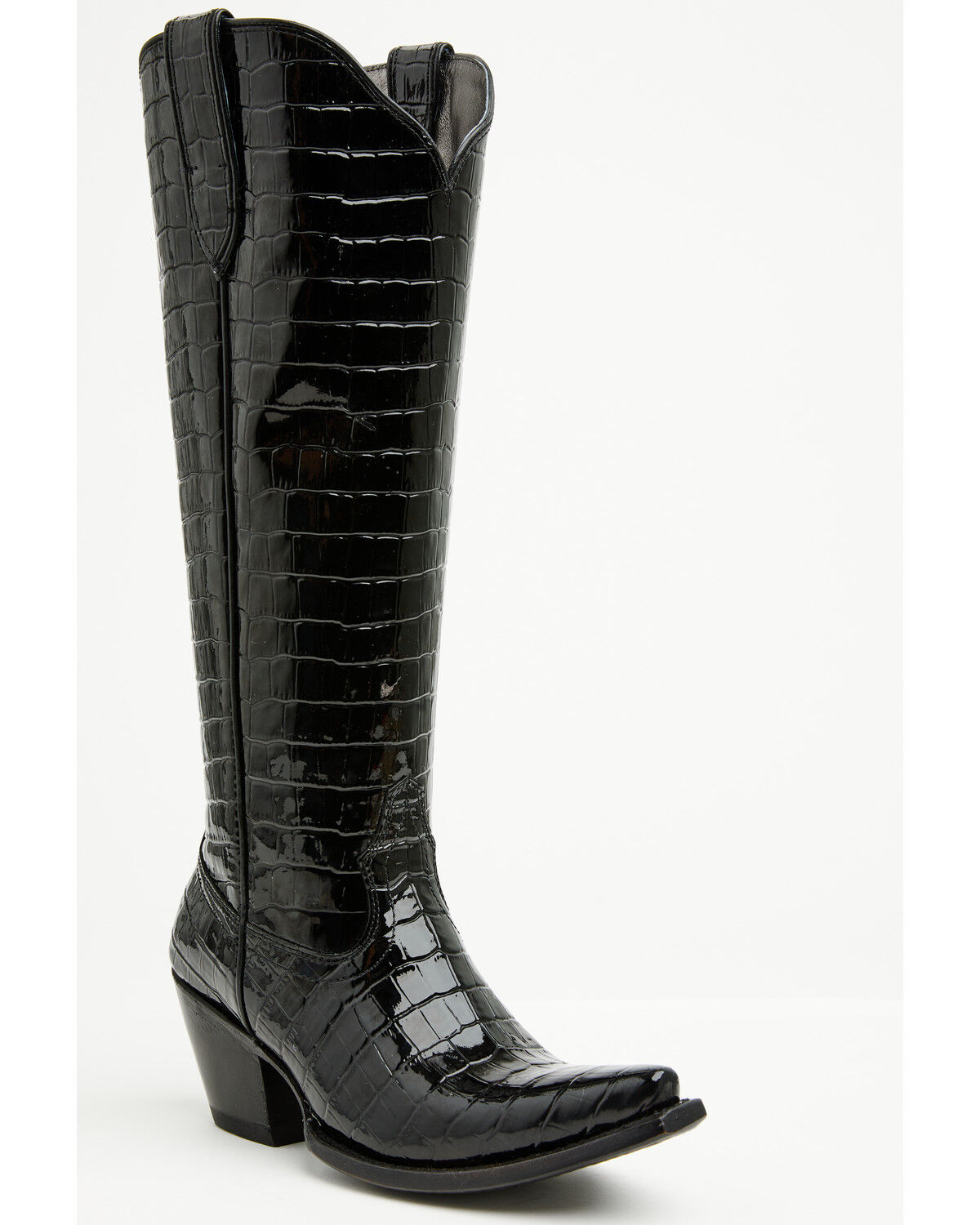 Image #1 - Ariat Women's Casanova Crocodile Print Tall Western Boots - Snip Toe, Black, hi-res
