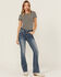 Image #3 - Grace in LA Women's Medium Wash Mid Rise Feather Pocket Bootcut Stretch Denim Jeans , Medium Wash, hi-res