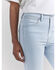 Image #4 - Wrangler® X Barbie™ Women's Light Wash High Rise Westward Pink Patch Stretch Bootcut Jeans, Light Wash, hi-res