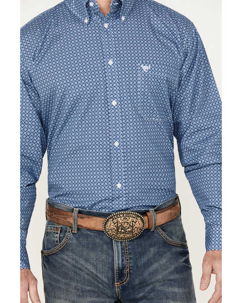 Image #3 - Cowboy Hardware Men's Twisted Adobe Geo Print Long Sleeve Button-Down Western Shirt , Blue, hi-res