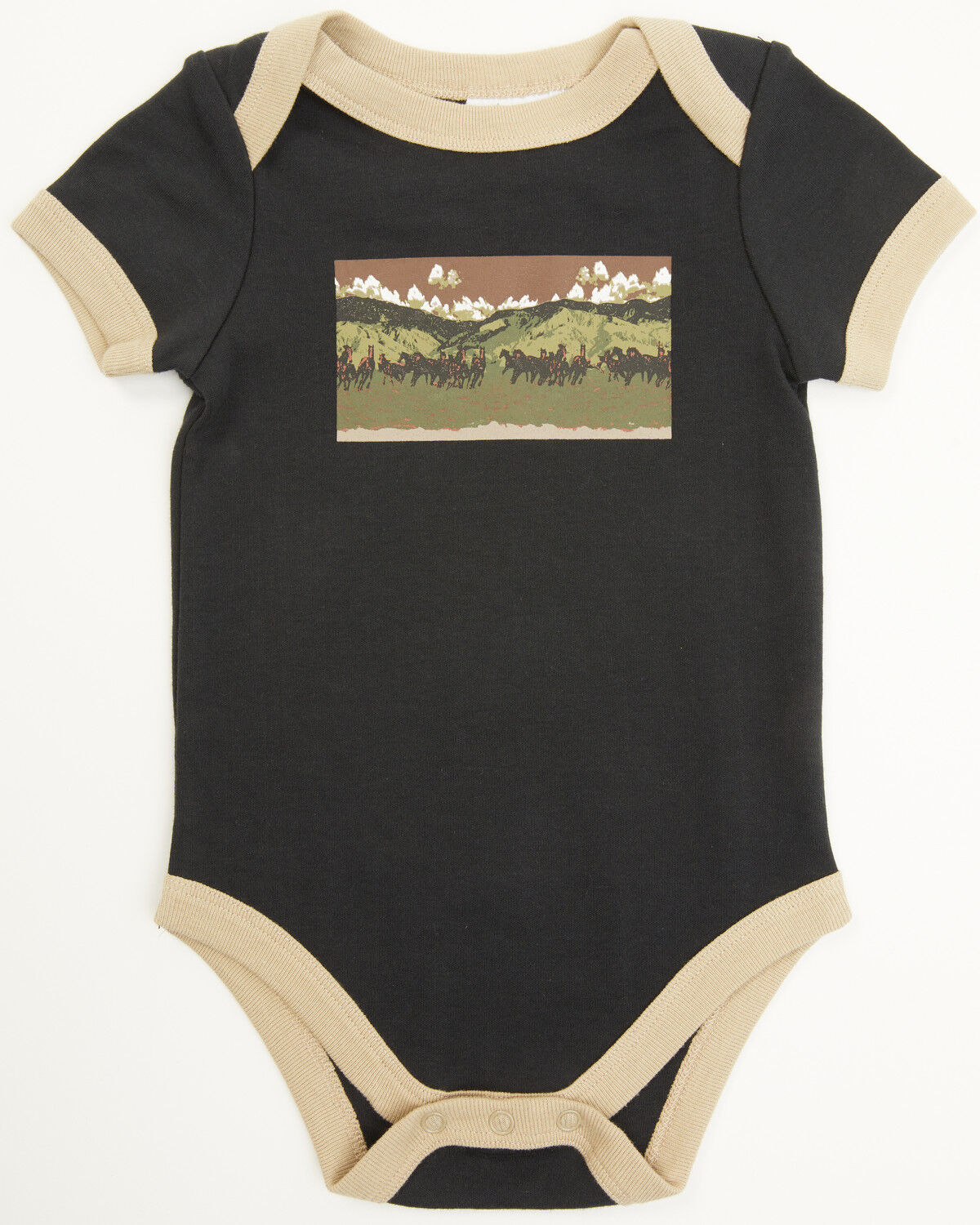 Image #1 - Cody James Infant Boys' 2-Piece Western Horses Onesie and Coveralls Sleep Set, Black, hi-res