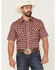 Roper Men's Classic Small Plaid Short Sleeve Pearl Snap Western Shirt , Red, hi-res