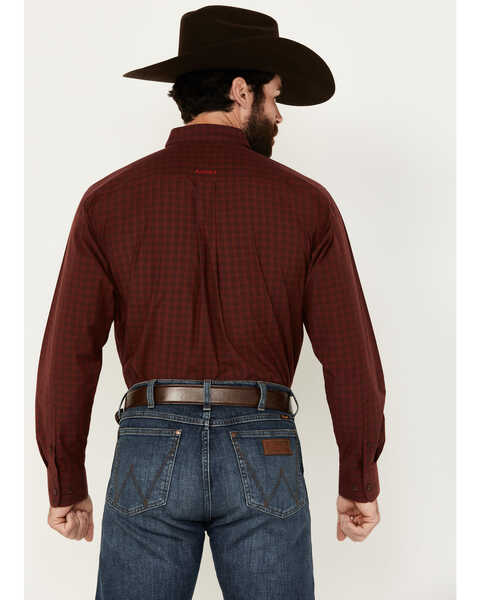 Image #4 - Ariat Men's Neal Plaid Print Long Sleeve Button-Down Western Shirt, Wine, hi-res