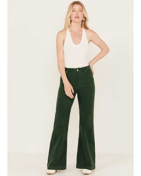 Image #1 - Rolla's Women's East Coast Corduroy Stretch Flare Jeans , Green, hi-res