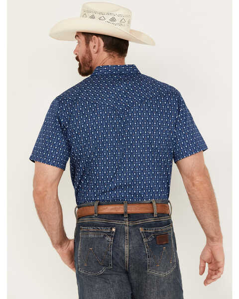 Image #4 - Cody James Men's El Paso Geo Print Short Sleeve Snap Western Shirt, Navy, hi-res