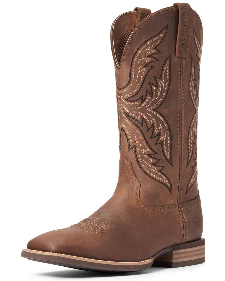 Ariat Men's Everlite Fast Time Western Boots - Wide Square Toe, Brown, hi-res