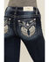 Image #2 - Miss Me Women's Dark Wash Mid Rise Wing Pocket Bootcut Stretch Denim Jeans, Dark Wash, hi-res